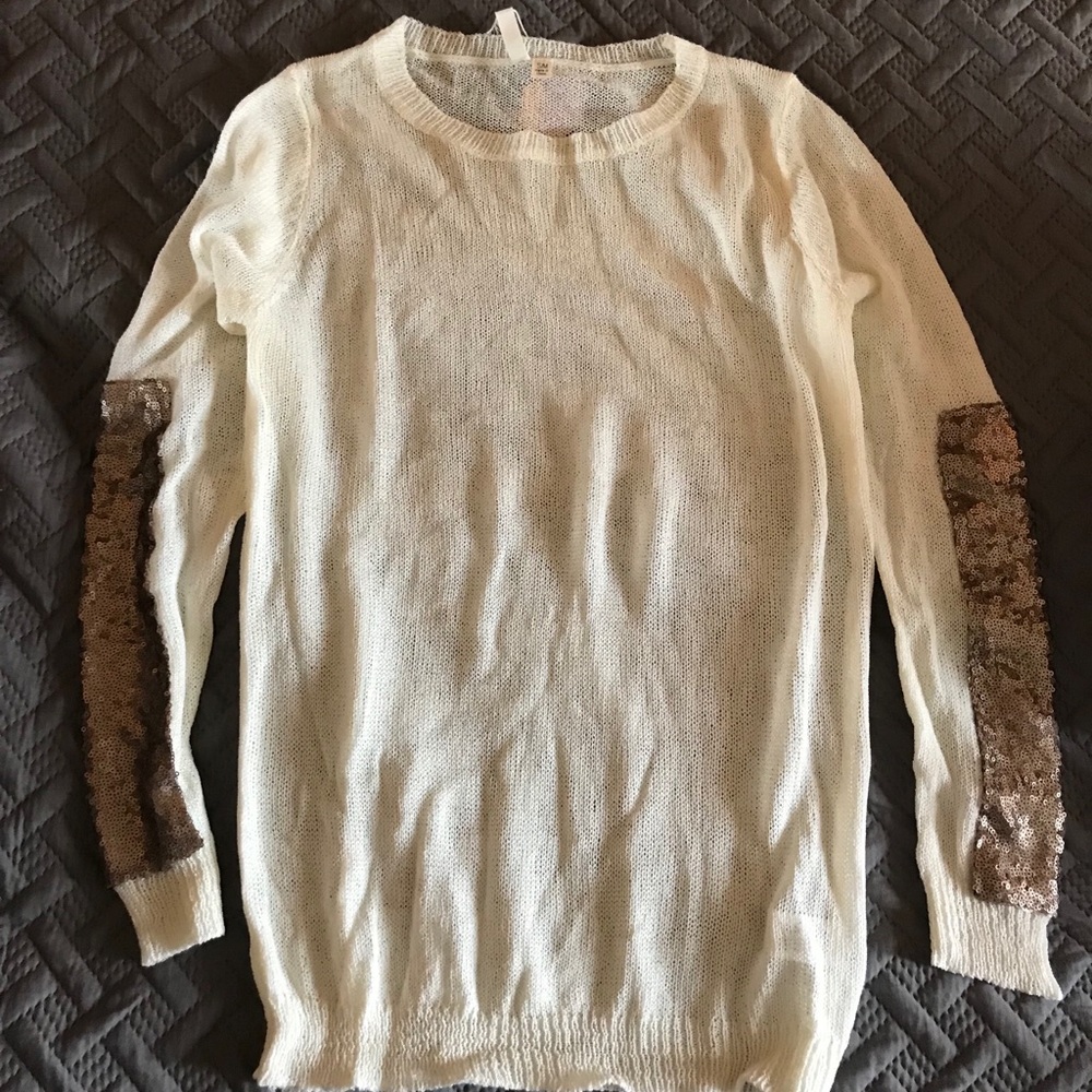 Maternity Sweater with Sequin Sleeve Detail